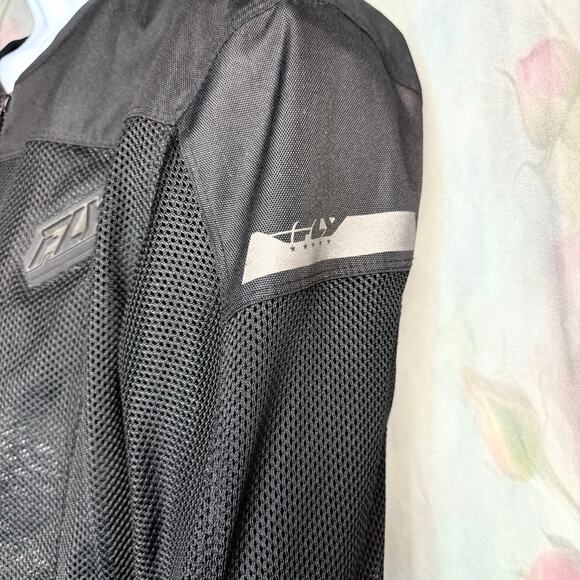 Fly Racing Fly Street Flux Air Black Mesh Padded Armor Zip Up Motorcycle Jacket - Picture 3 of 6